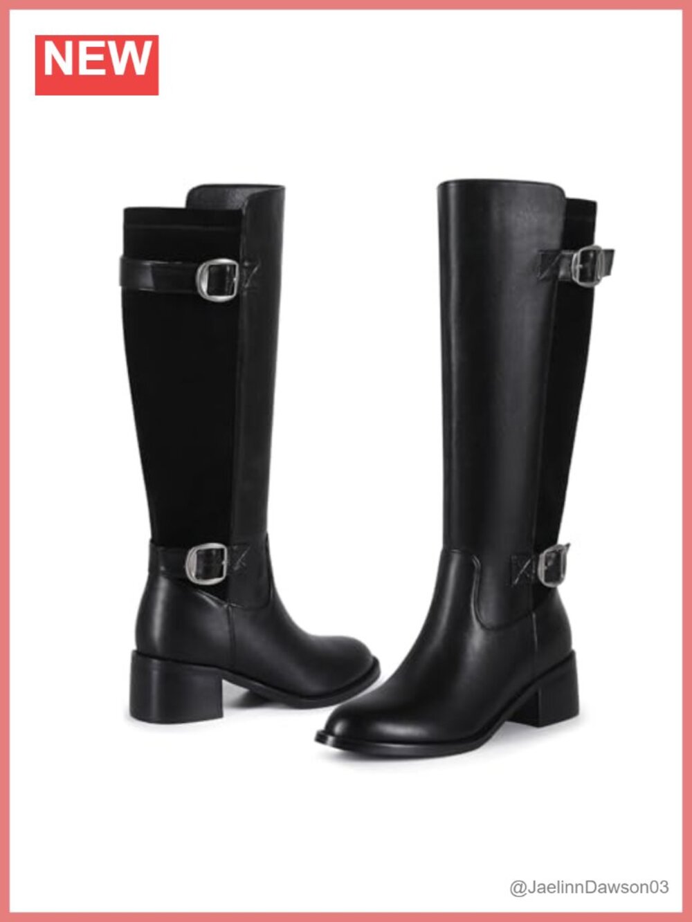 Wide Calf Knee High Riding Boots Women Faux Leather Suede Panel Stretchy Low